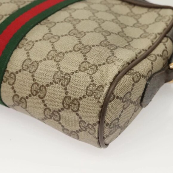 GUCCI GG Supreme Web Sherry Line Bag PVC Beige Gold 75 02 004 Auth BA3807 - Picture 5 of 16